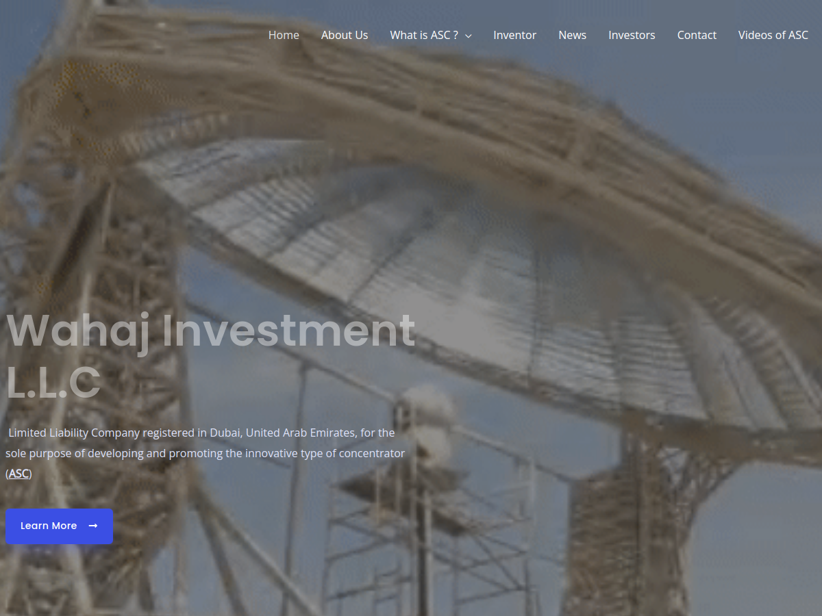 Screenshot of the Wahaj Solar website homepage