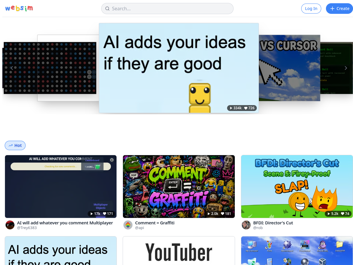 Screenshot of websim.com