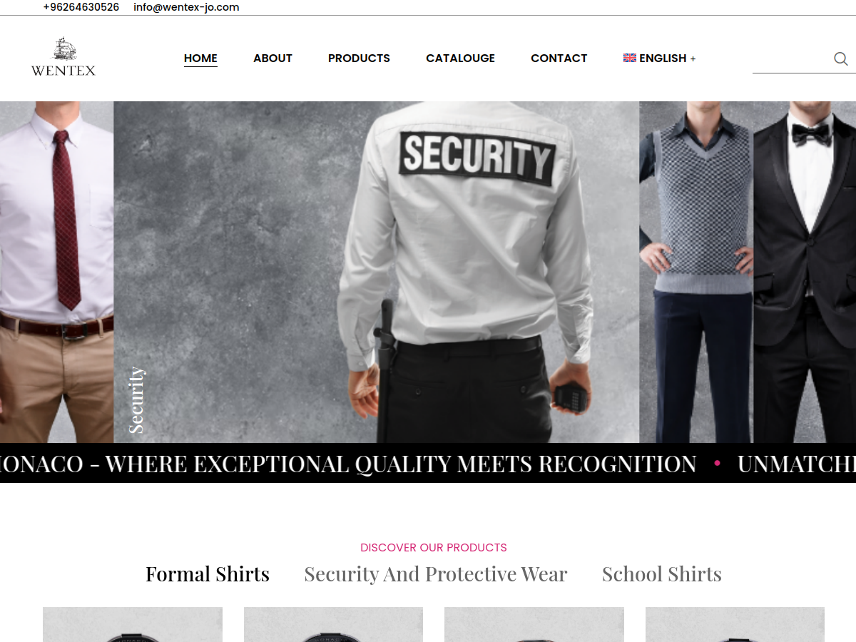 Screenshot of the Wentex Jordan website homepage
