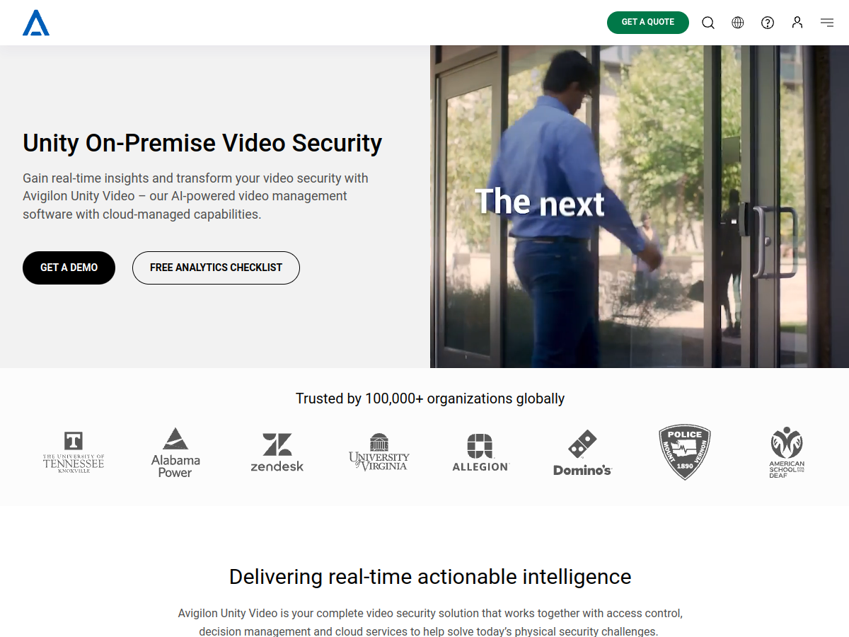 Screenshot of www.avigilon.com