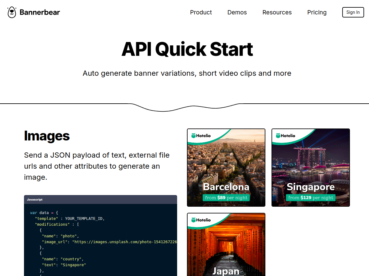 Bannerbear example page screenshot