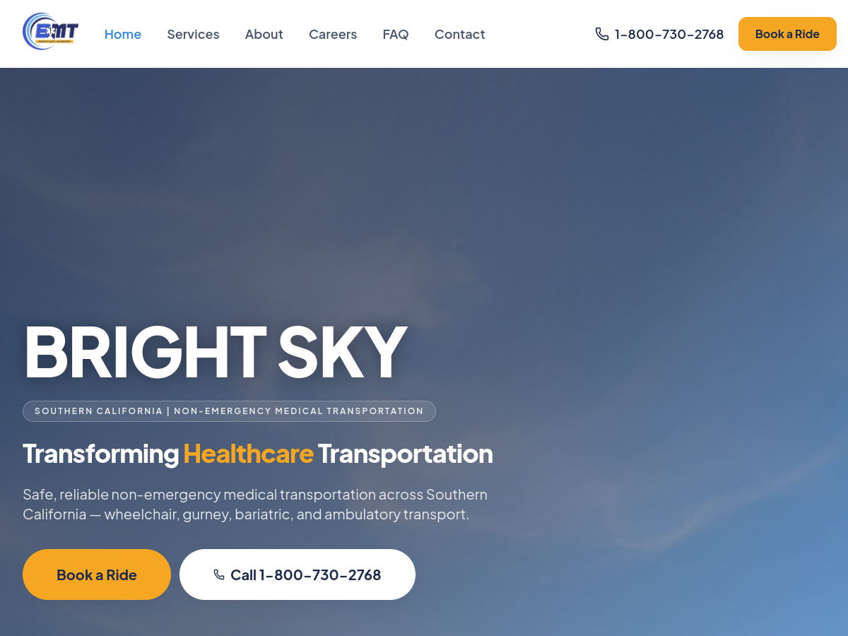 Bright Sky NEMT website preview