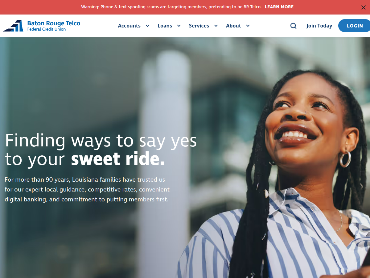 Screenshot of Baton Rouge Telco Federal Credit Union