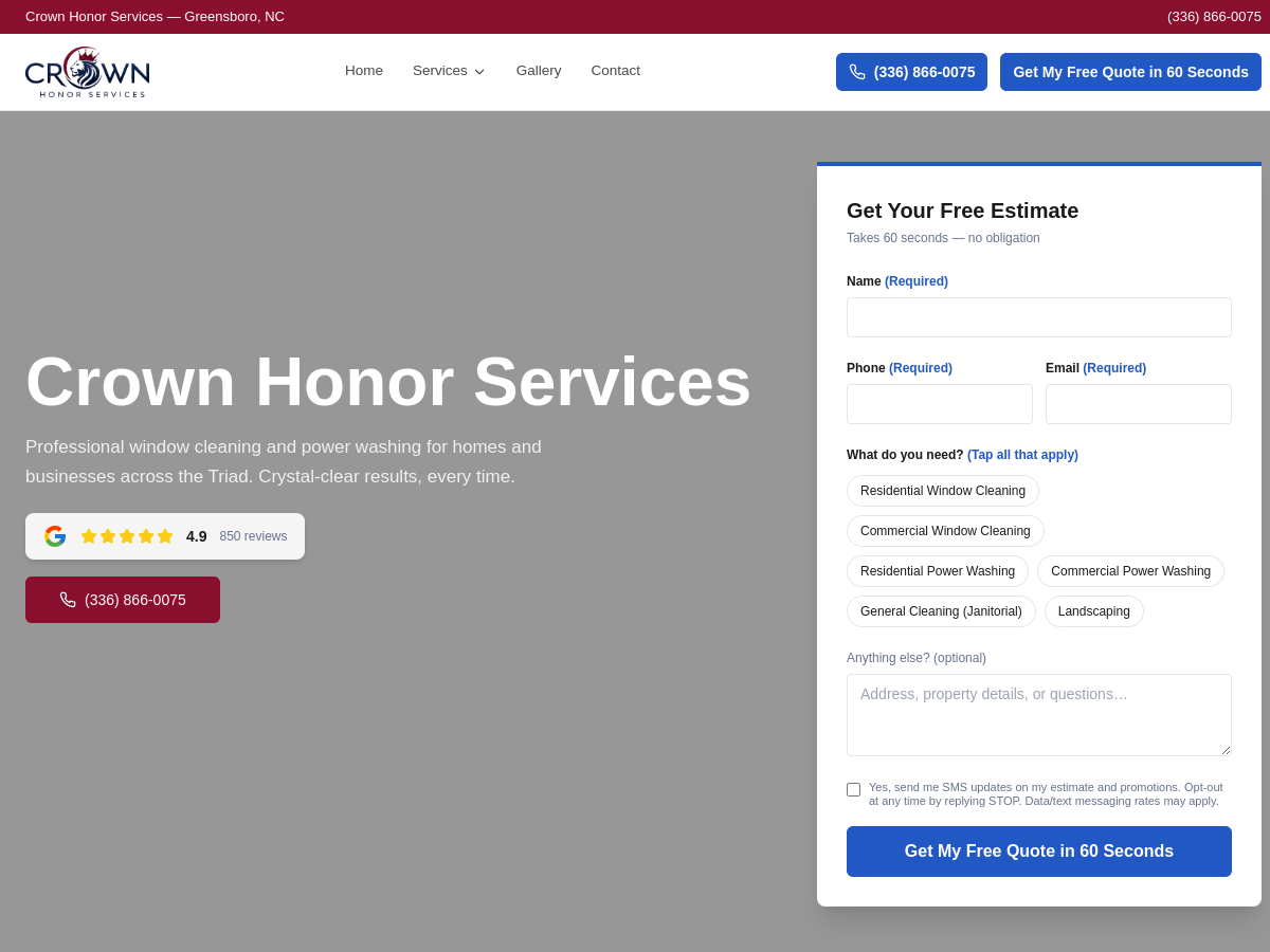 Crown Honor Services — website preview