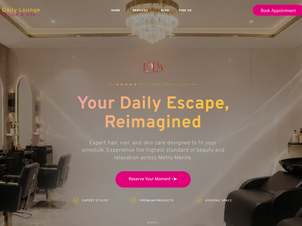 Daily Lounge Salon & Spa website preview