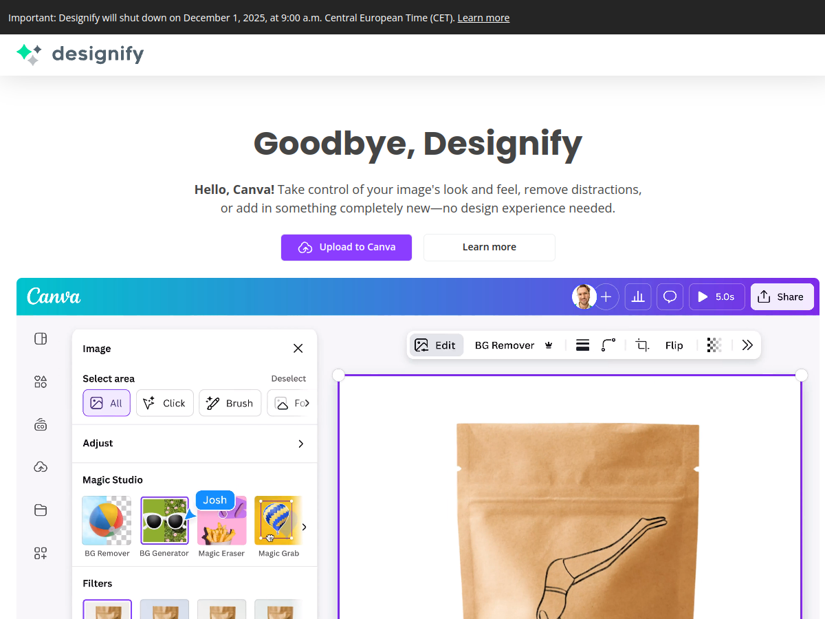Designify example page screenshot