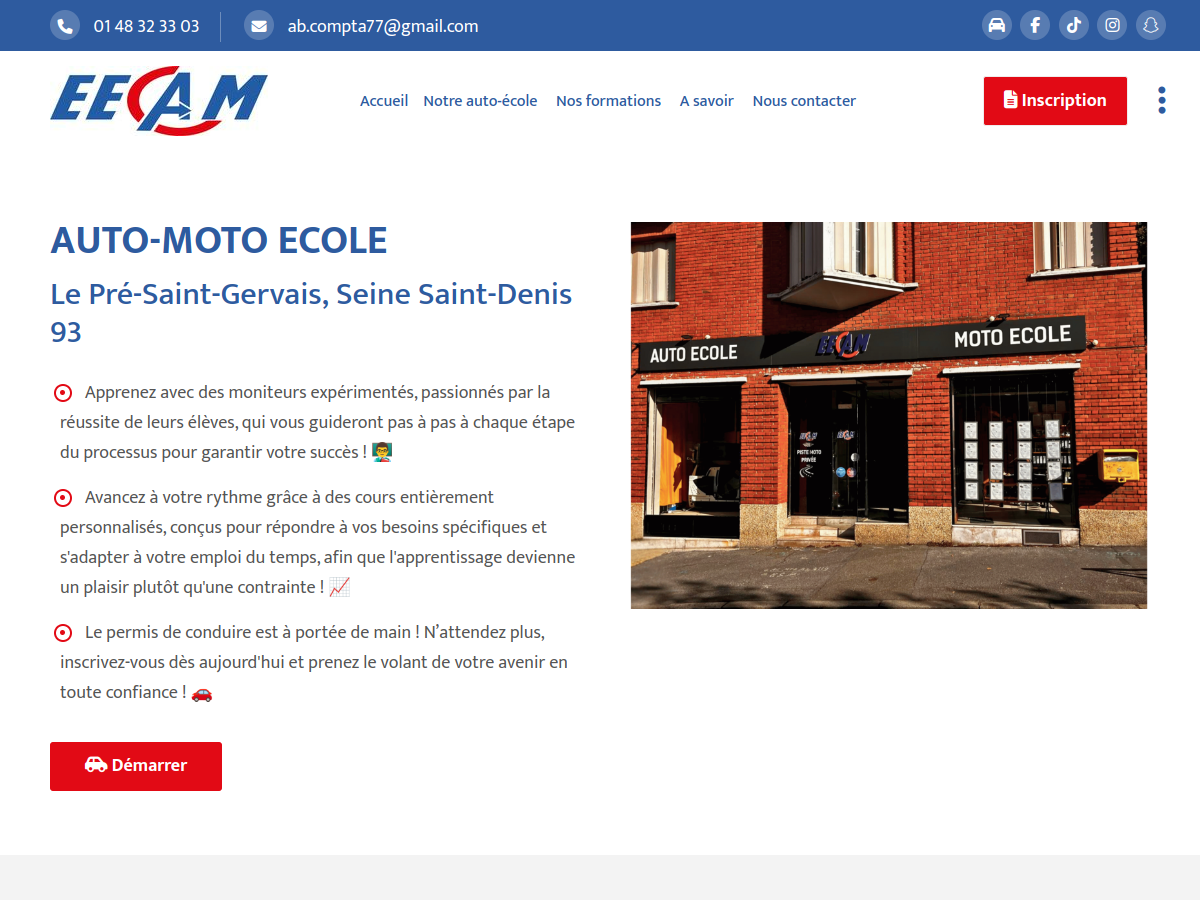 EECAM Auto-École website screenshot