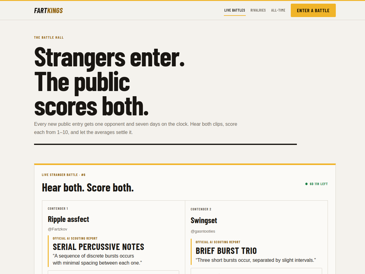 Screenshot of www.fartkings.com