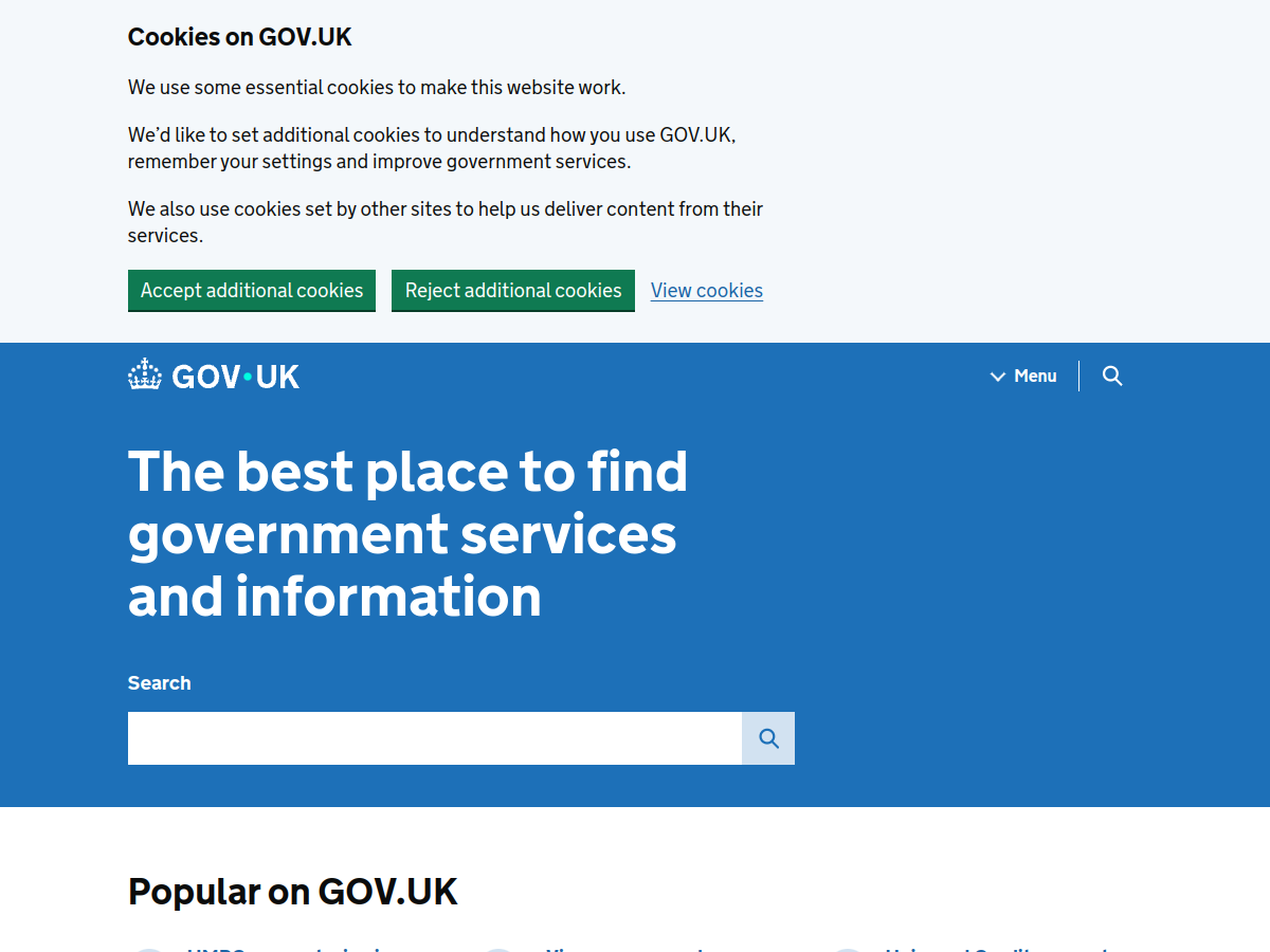 Screenshot of www.gov.uk