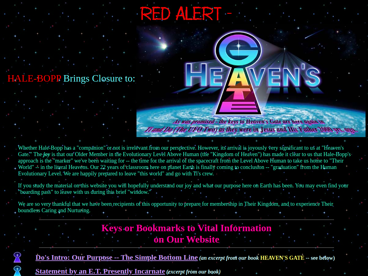 Screenshot of www.heavensgate.com