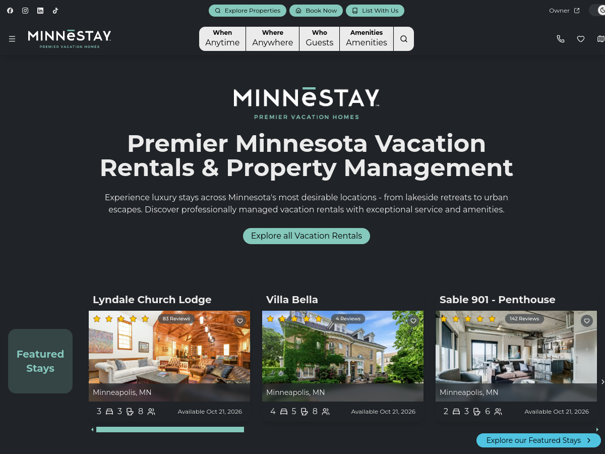 MINNeSTAY website preview