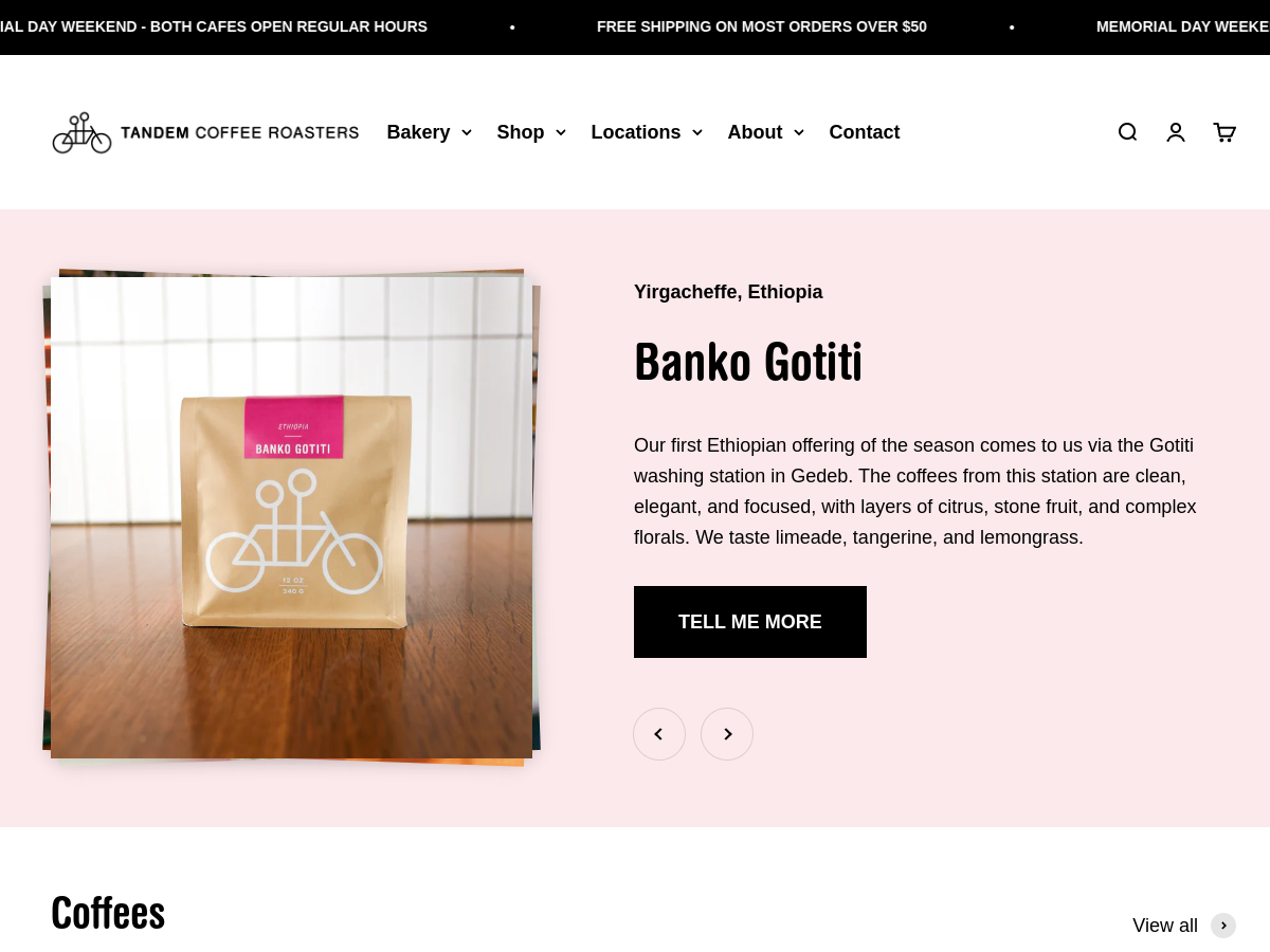 Tandem Coffee + Bakery website