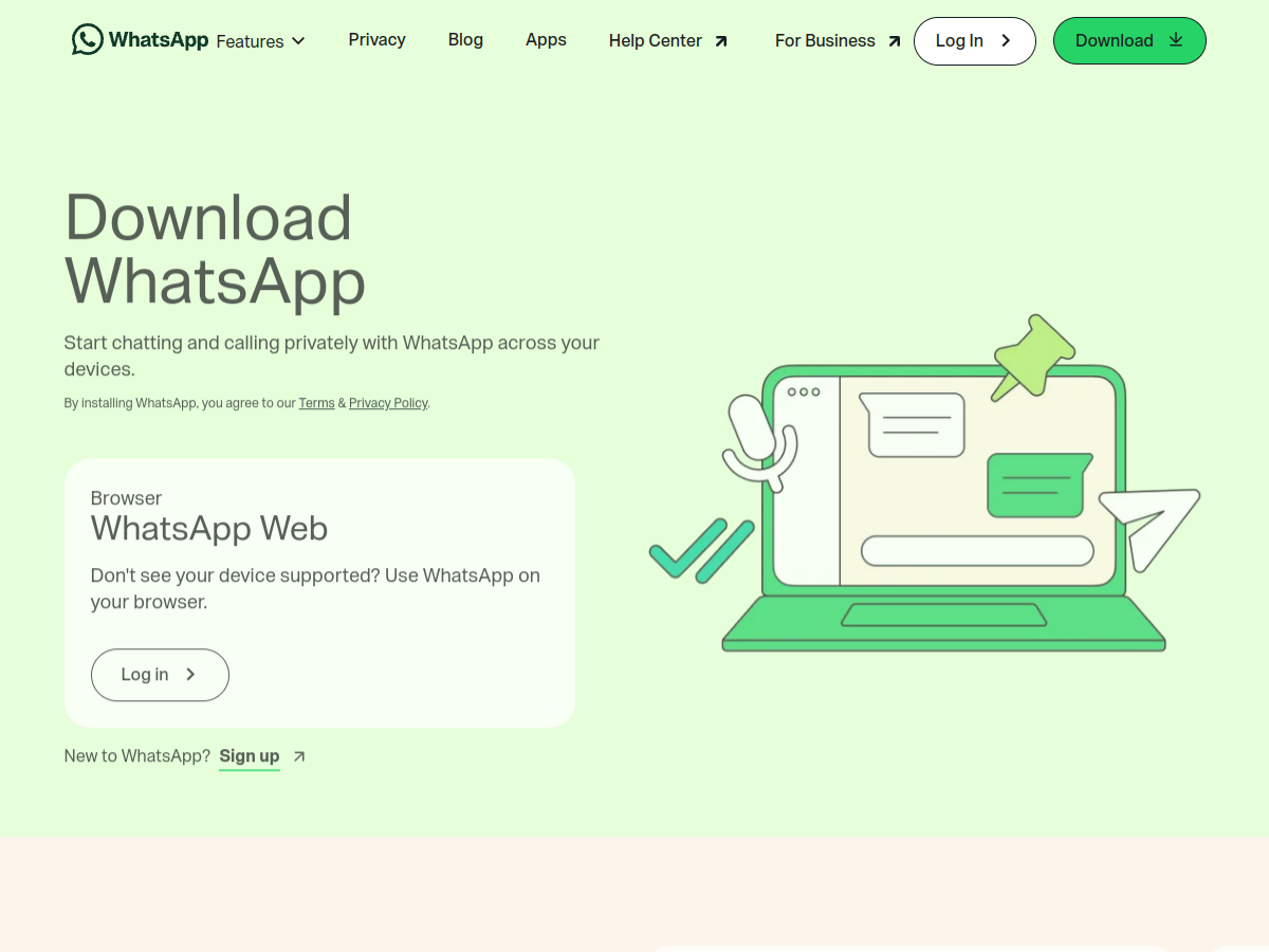 Screenshot of www.whatsapp.com