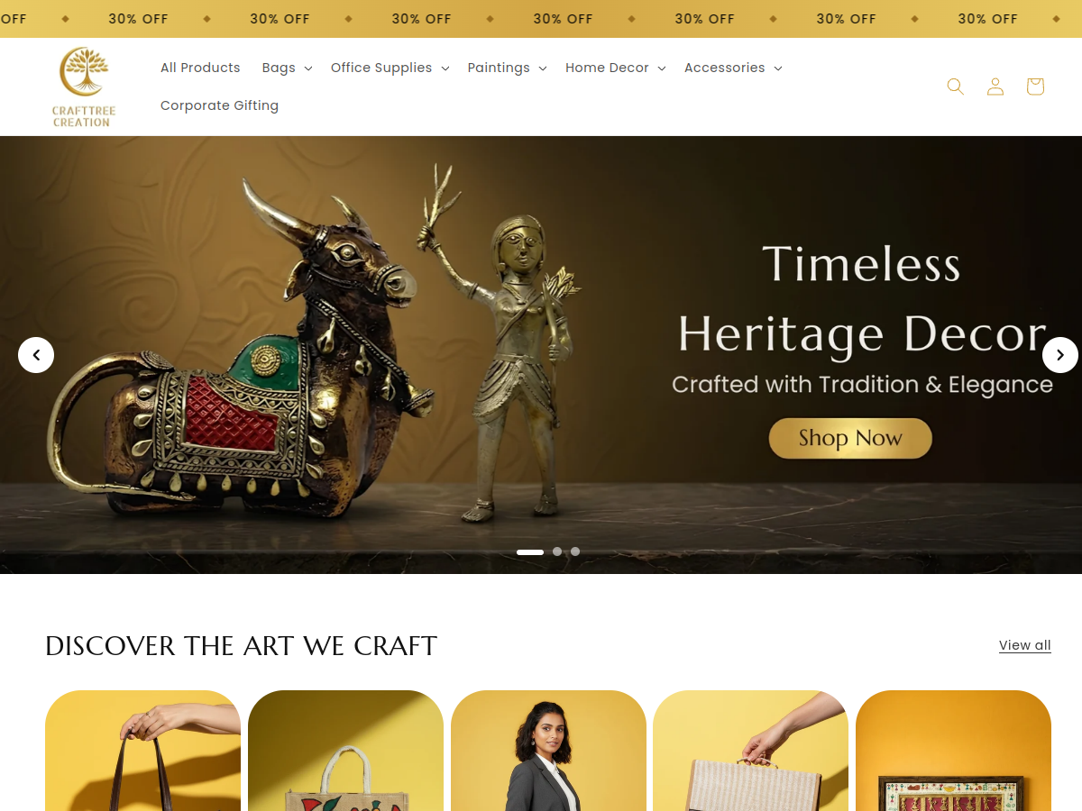 Live website screenshot of Craft Tree Creation
