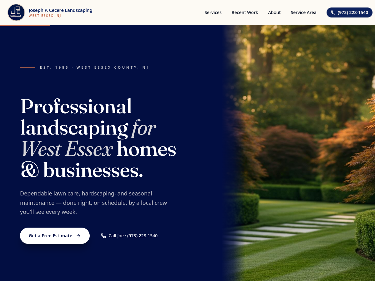 JP Cecere Landscaping website preview