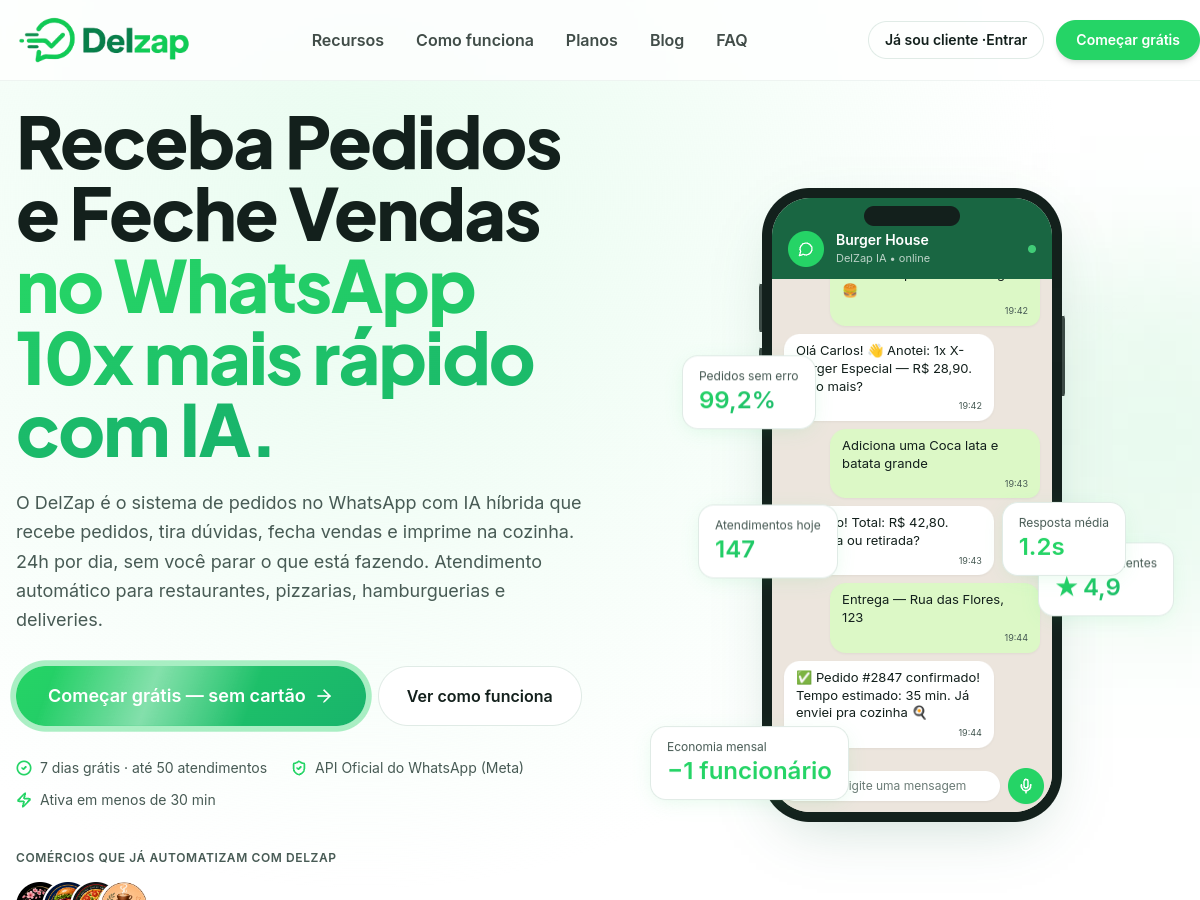 Landing page do projeto DelZap