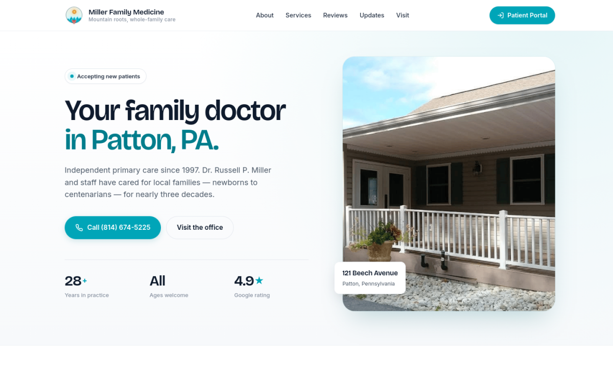 Miller Family Medicine website