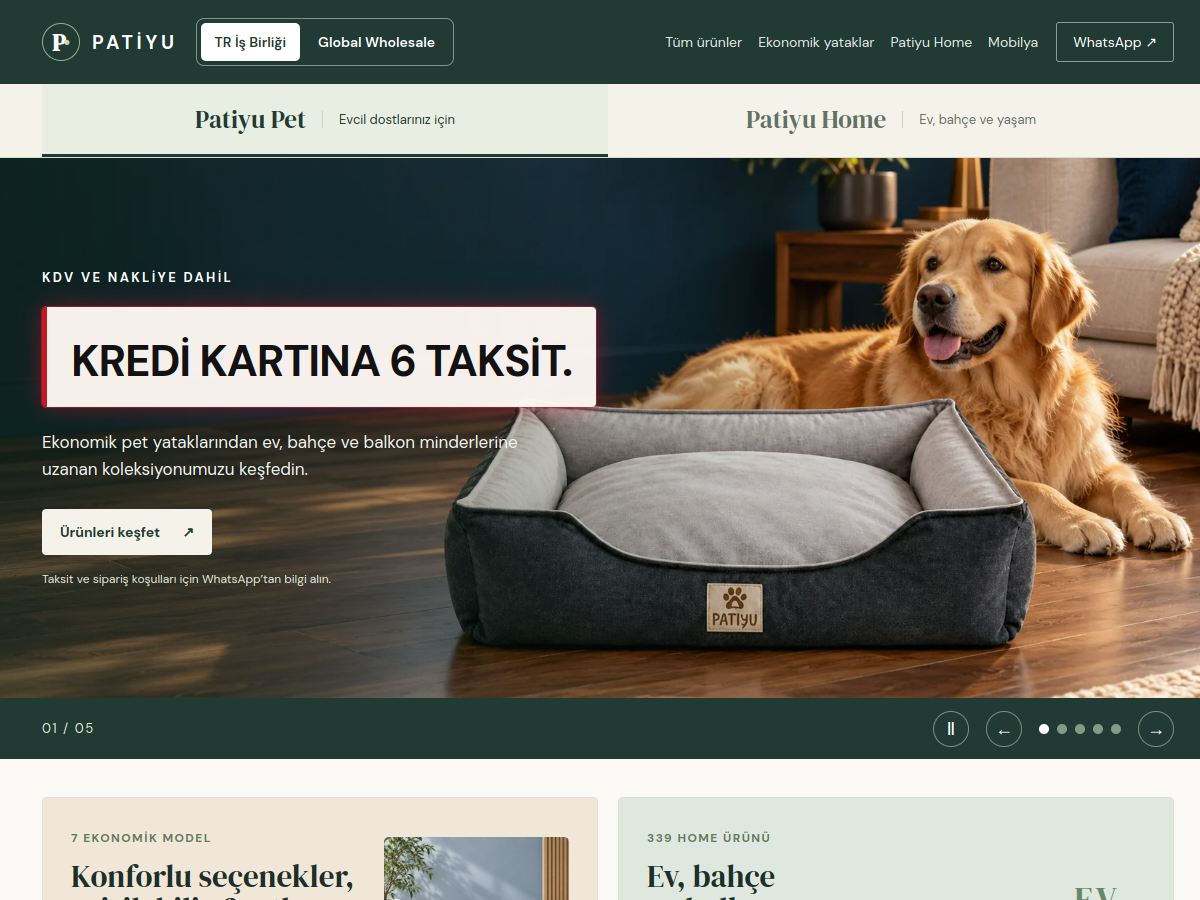 Patiyu web sitesi ön izlemesi