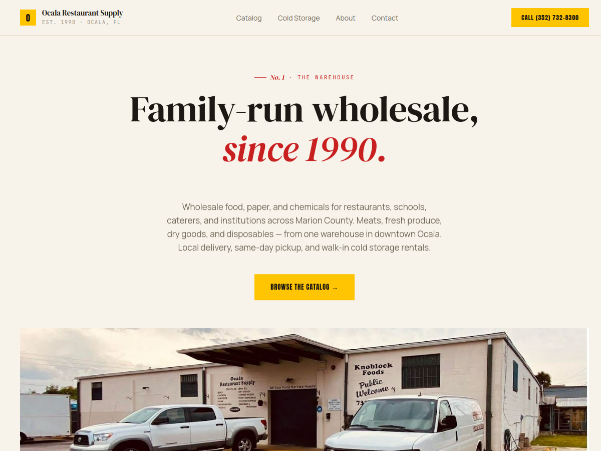 Ocala Restaurant Supply — website screenshot