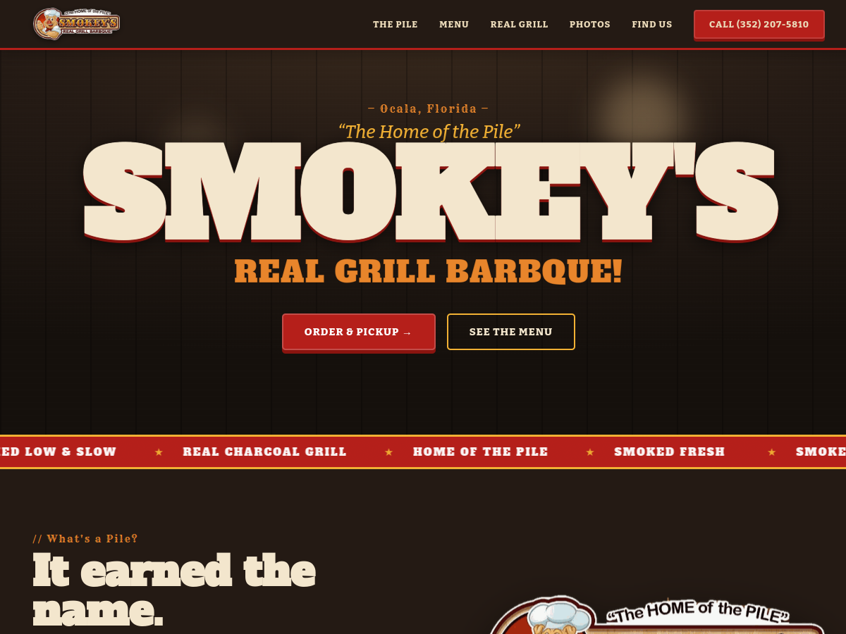 Smokey's Real Grill — website screenshot