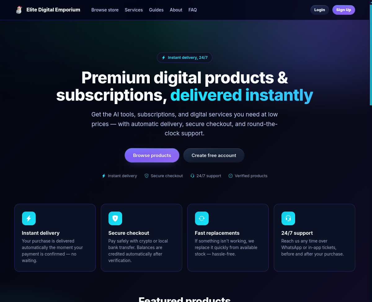 Elite Digital Emporium website preview