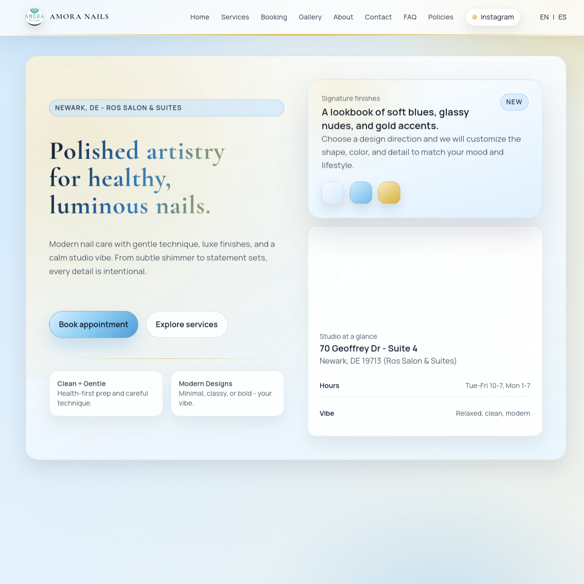 Amora Nails homepage preview