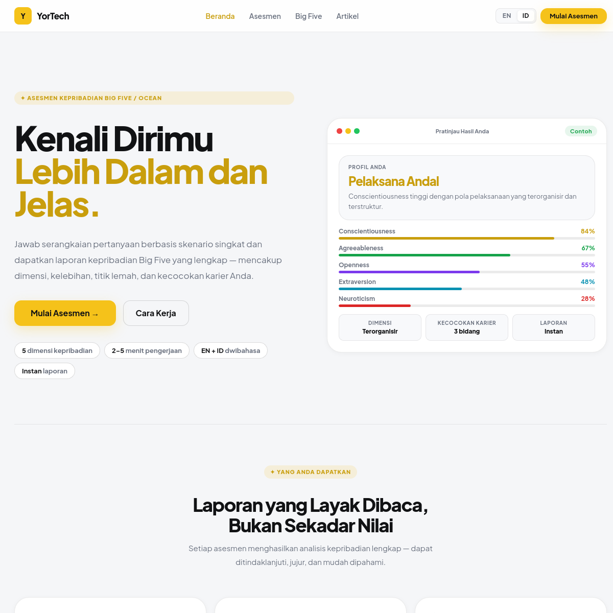 Free Big Five Personality Test (OCEAN) — Instant Report screenshot