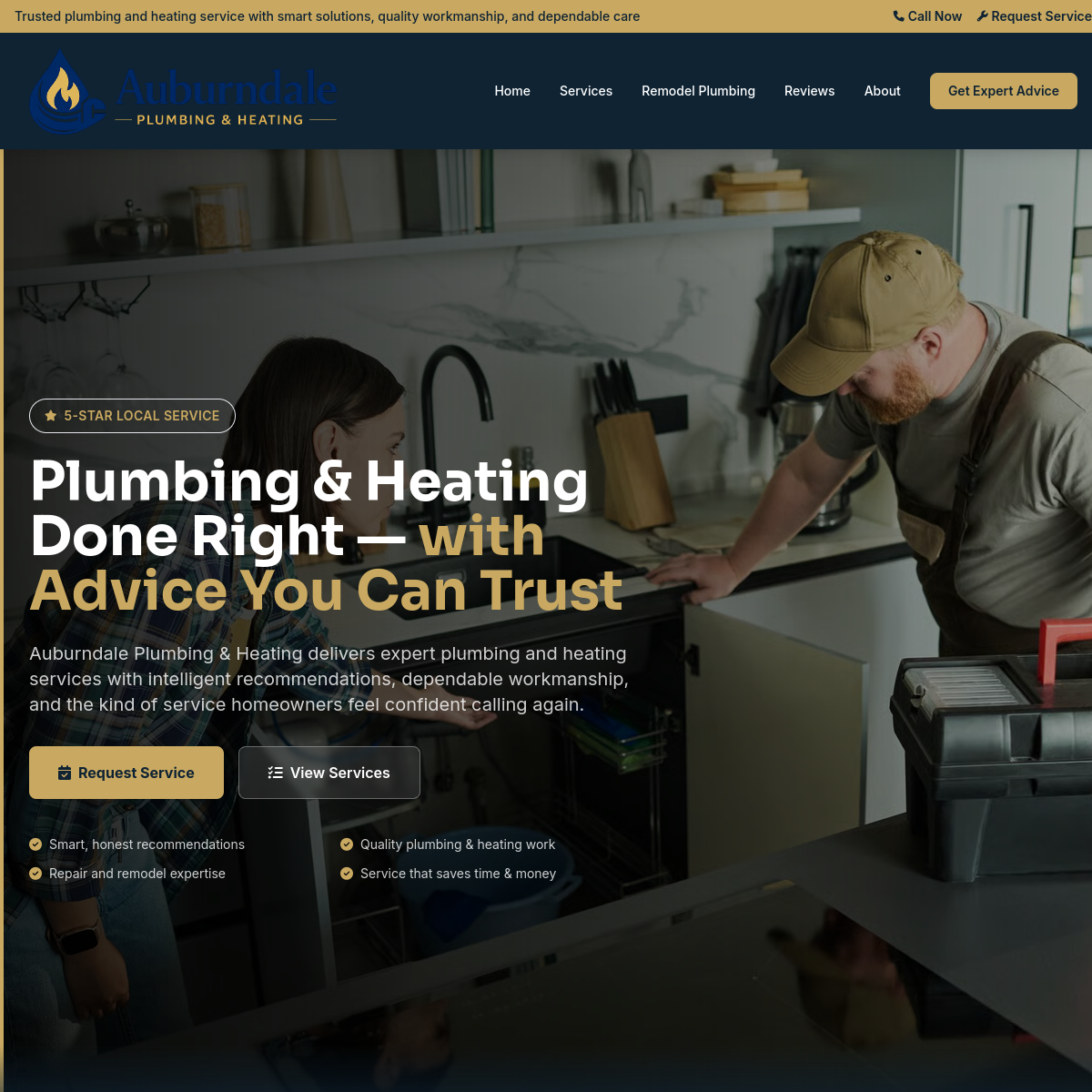 Auburndale Plumbing and Heating website screenshot