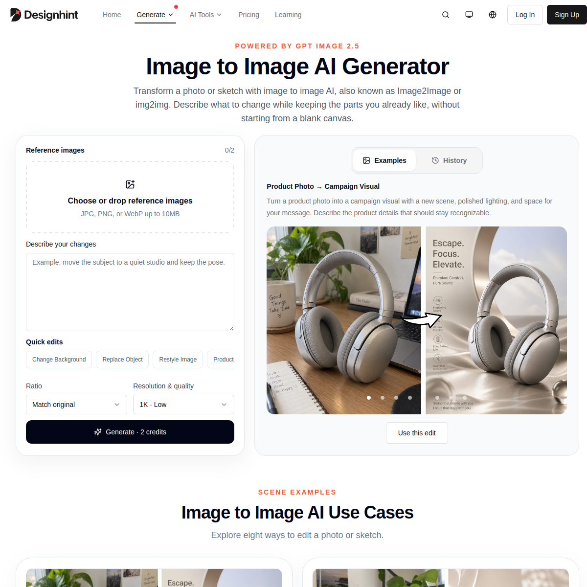 Designhint Image to Image AI preview