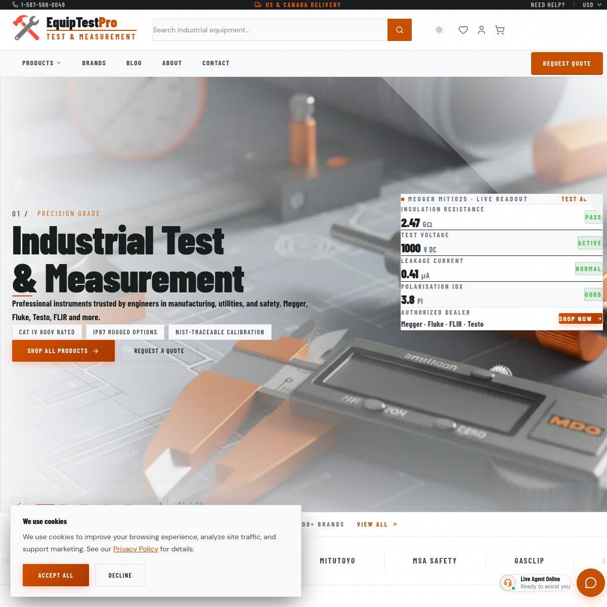 EquipTestPro website screenshot