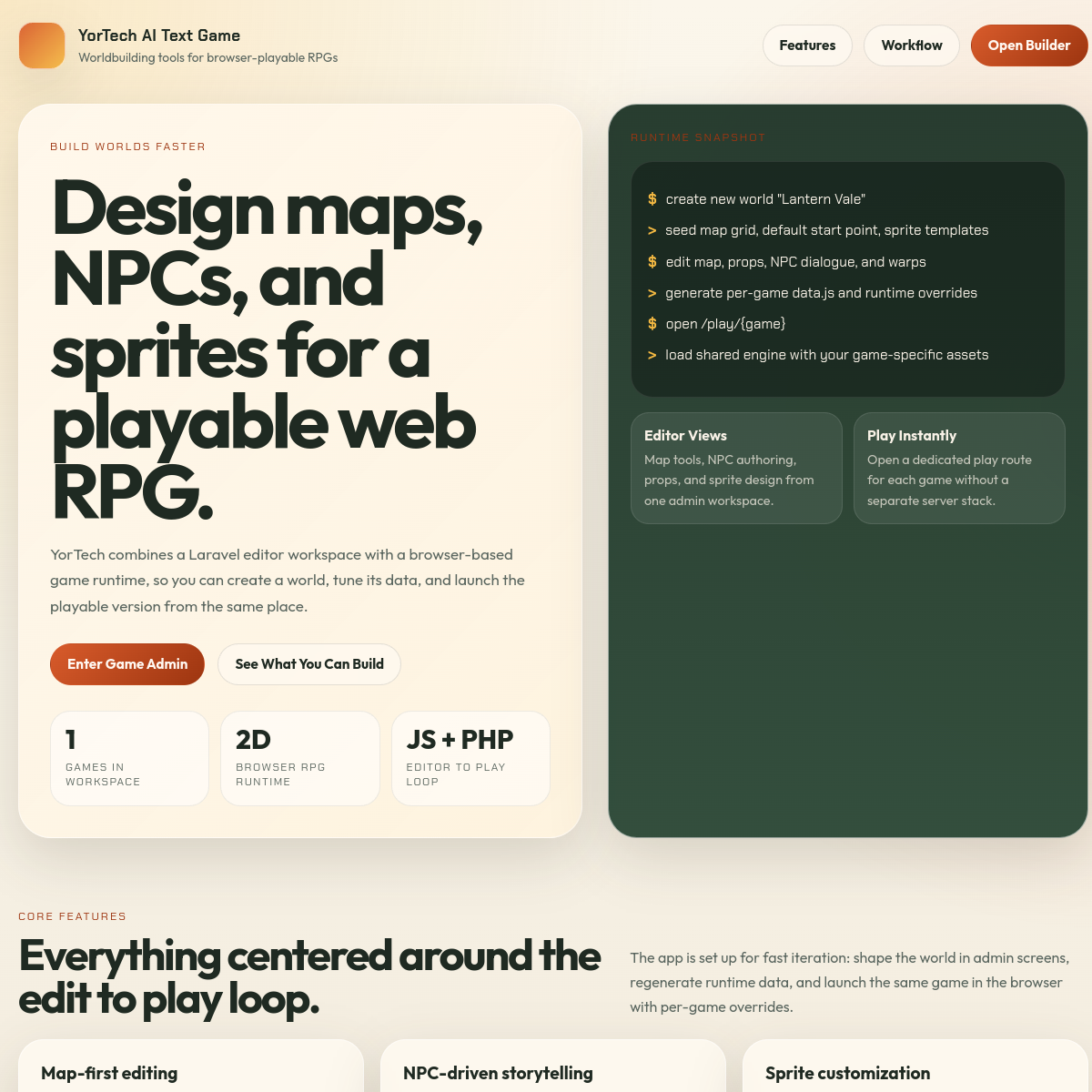 YorTech 2D Game Maker — Build & Play Browser RPGs screenshot