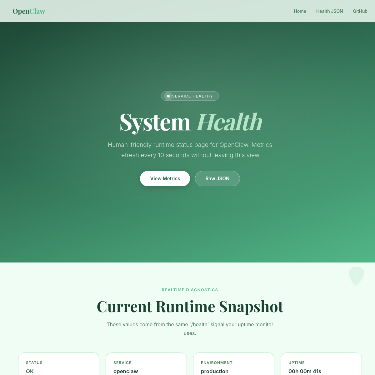 Operations health endpoint demo