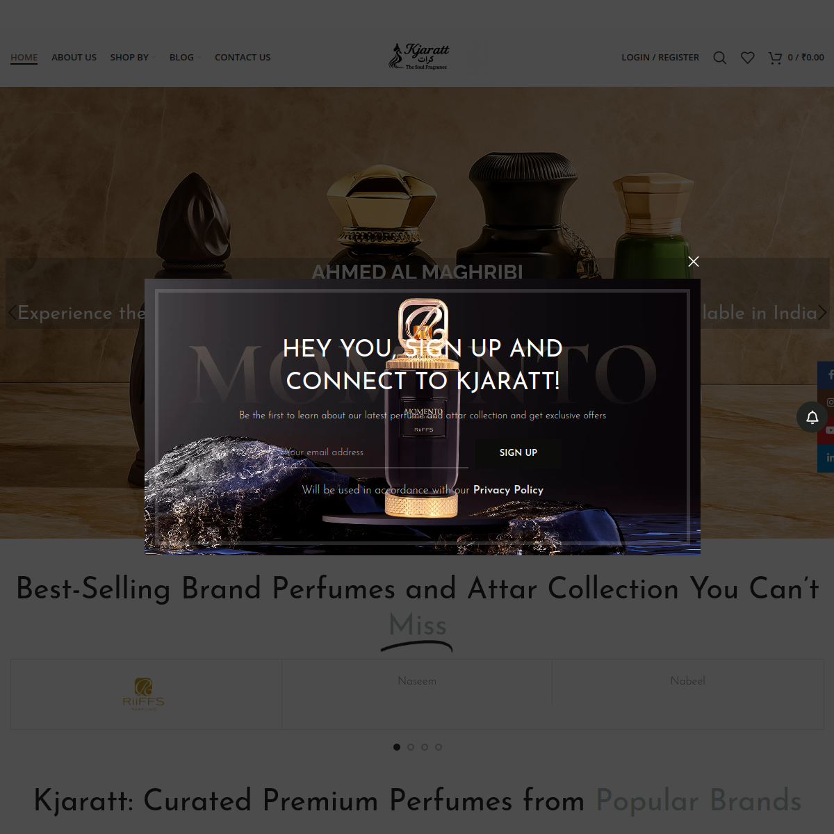 Kjaratt Fragrances website screenshot