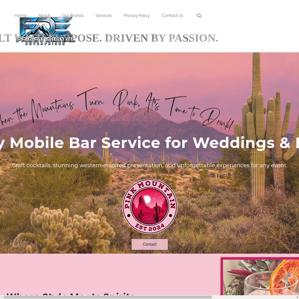 Pink Mountain Cocktails website preview