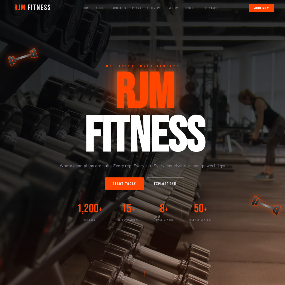 RJM Fitness website screenshot