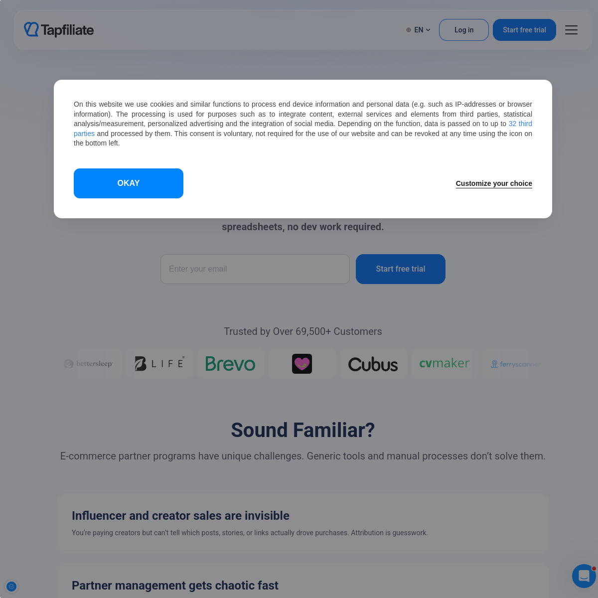 Tapfiliate product screenshot