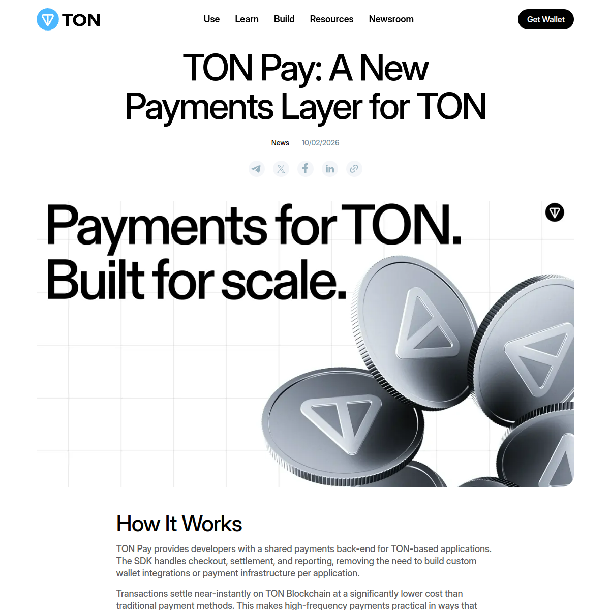 TON Pay launch article snapshot