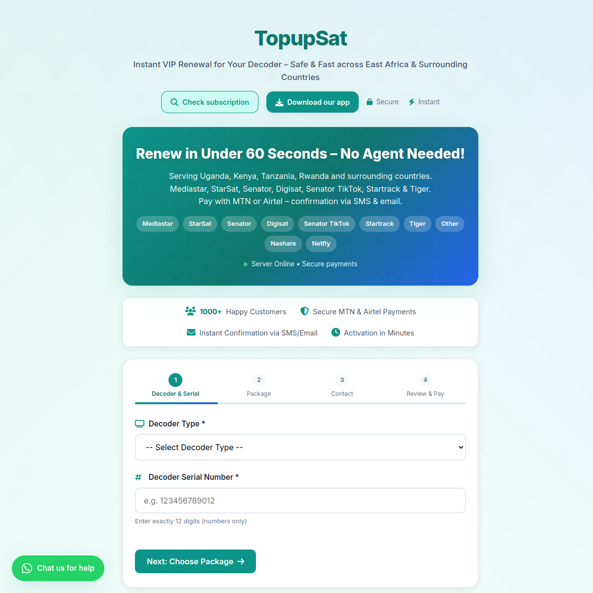 Website preview of TopUpSat