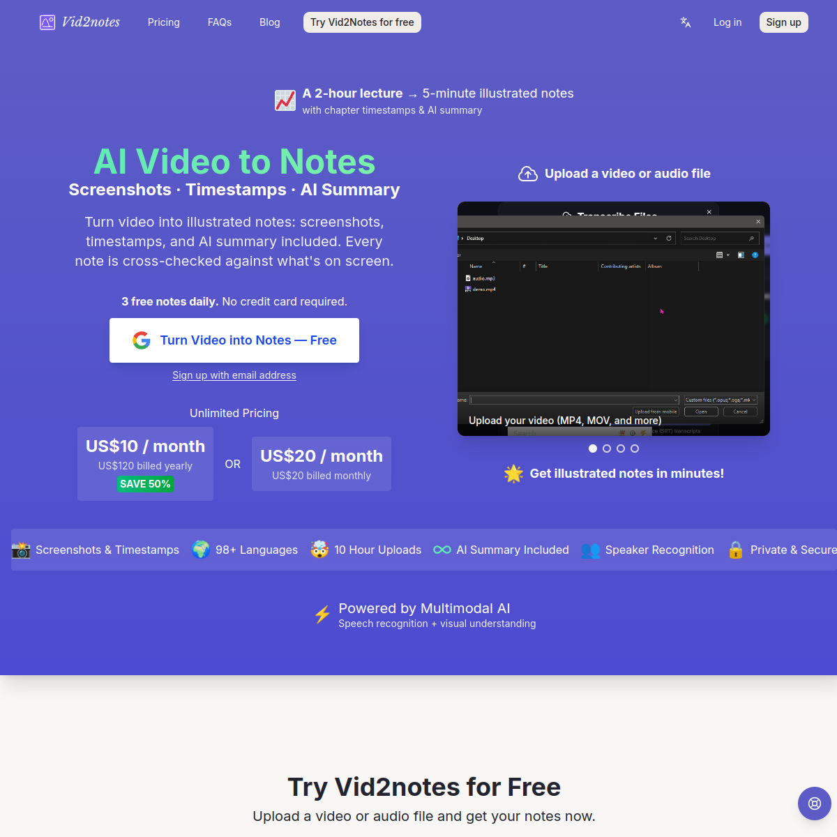 Vid2Notes preview