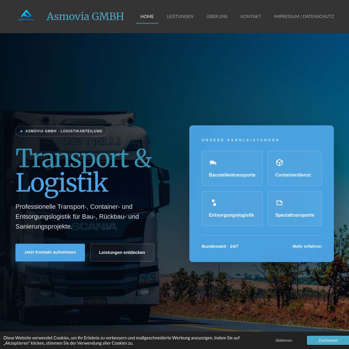 Vorschau der Website von Asmovia Transport und Logistik