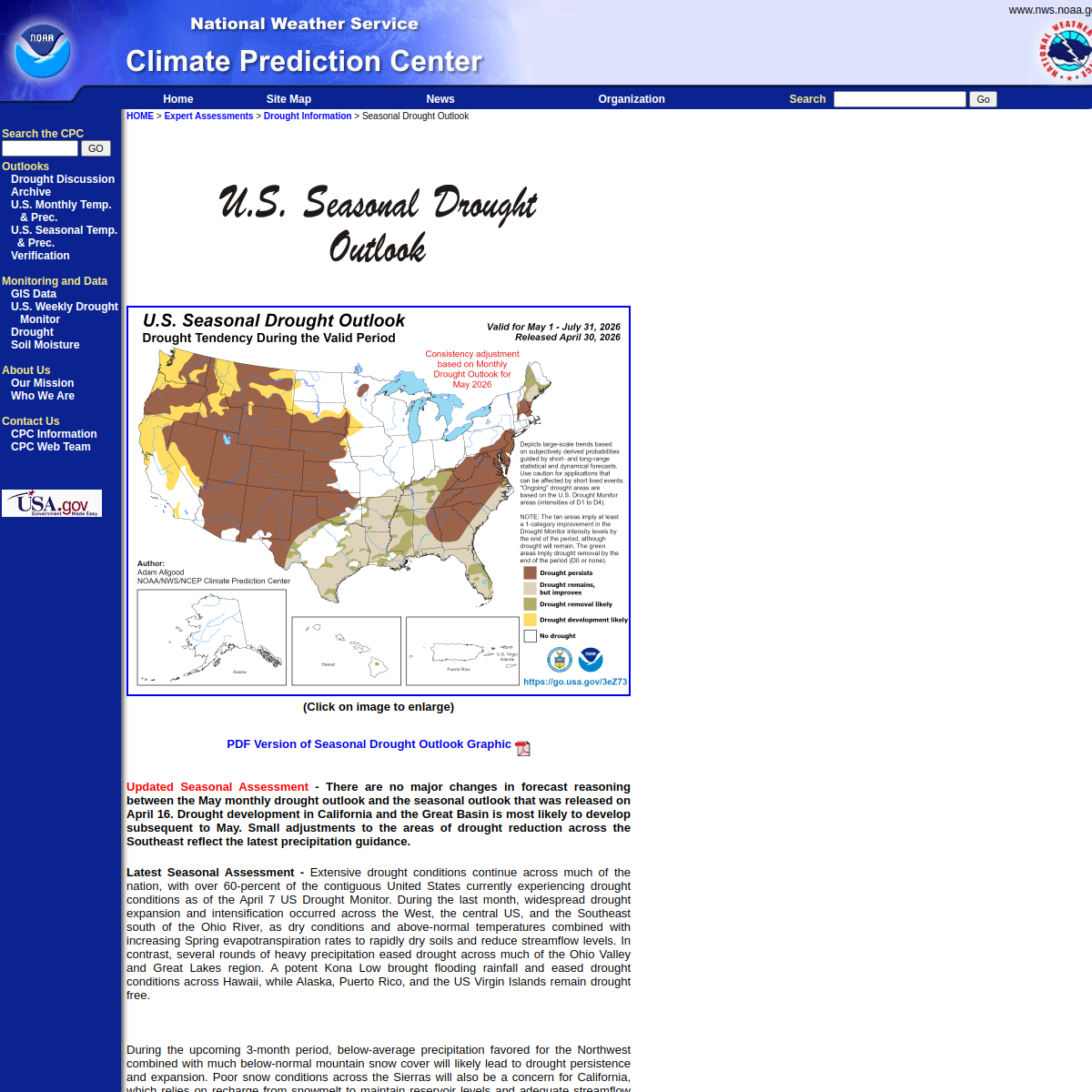 Preview of CPC seasonal drought outlook