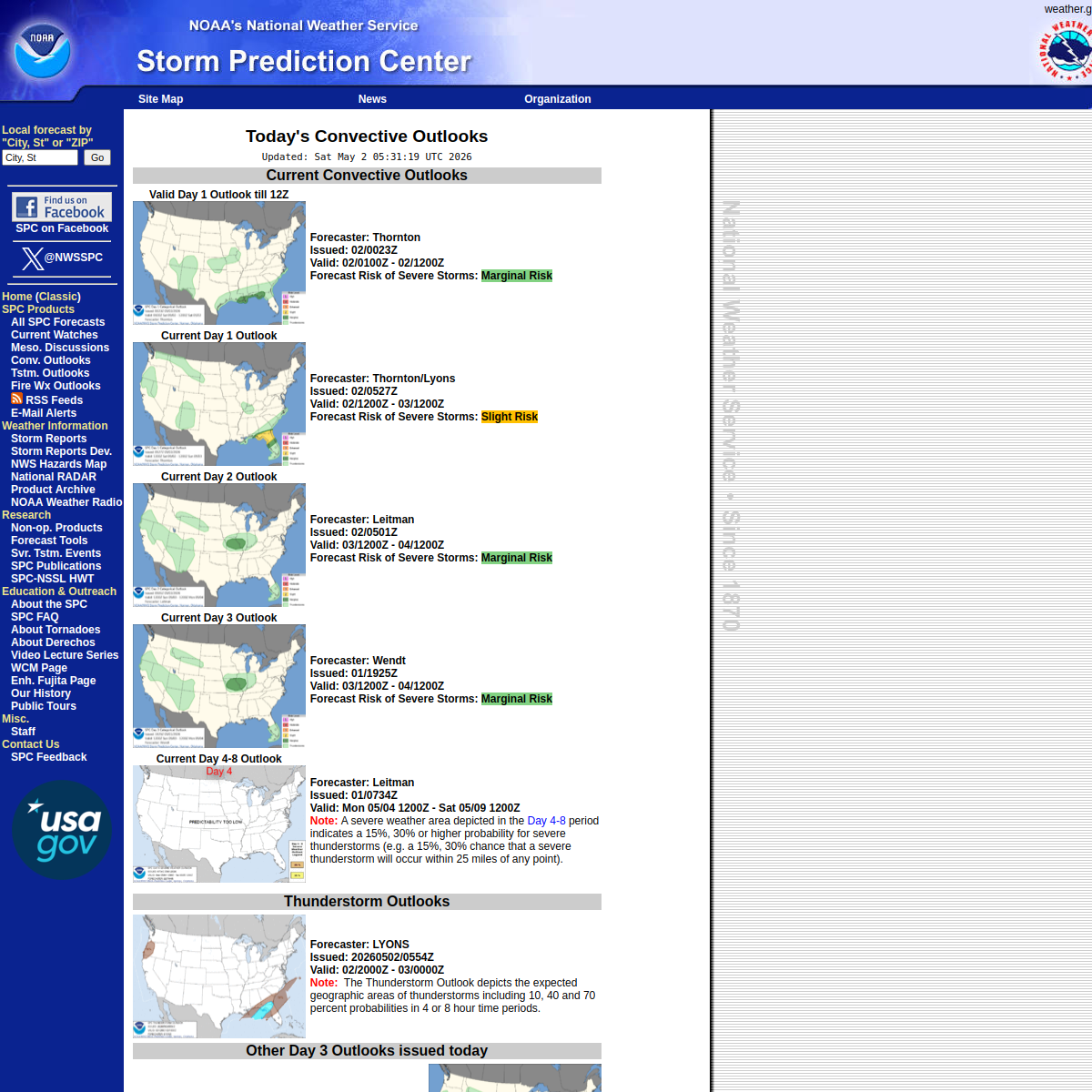 Preview of SPC convective outlooks