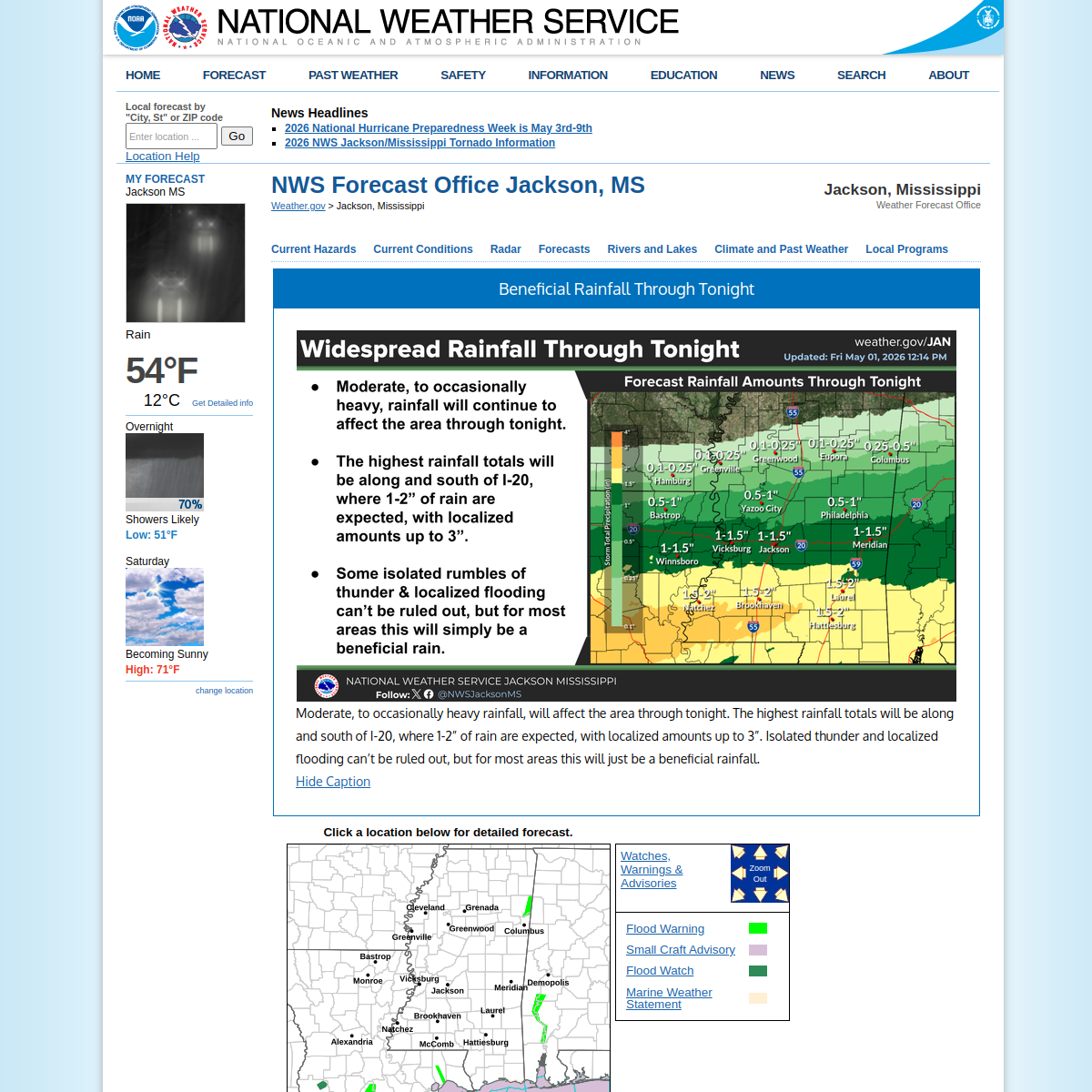 Preview of NWS Jackson (JAN) website