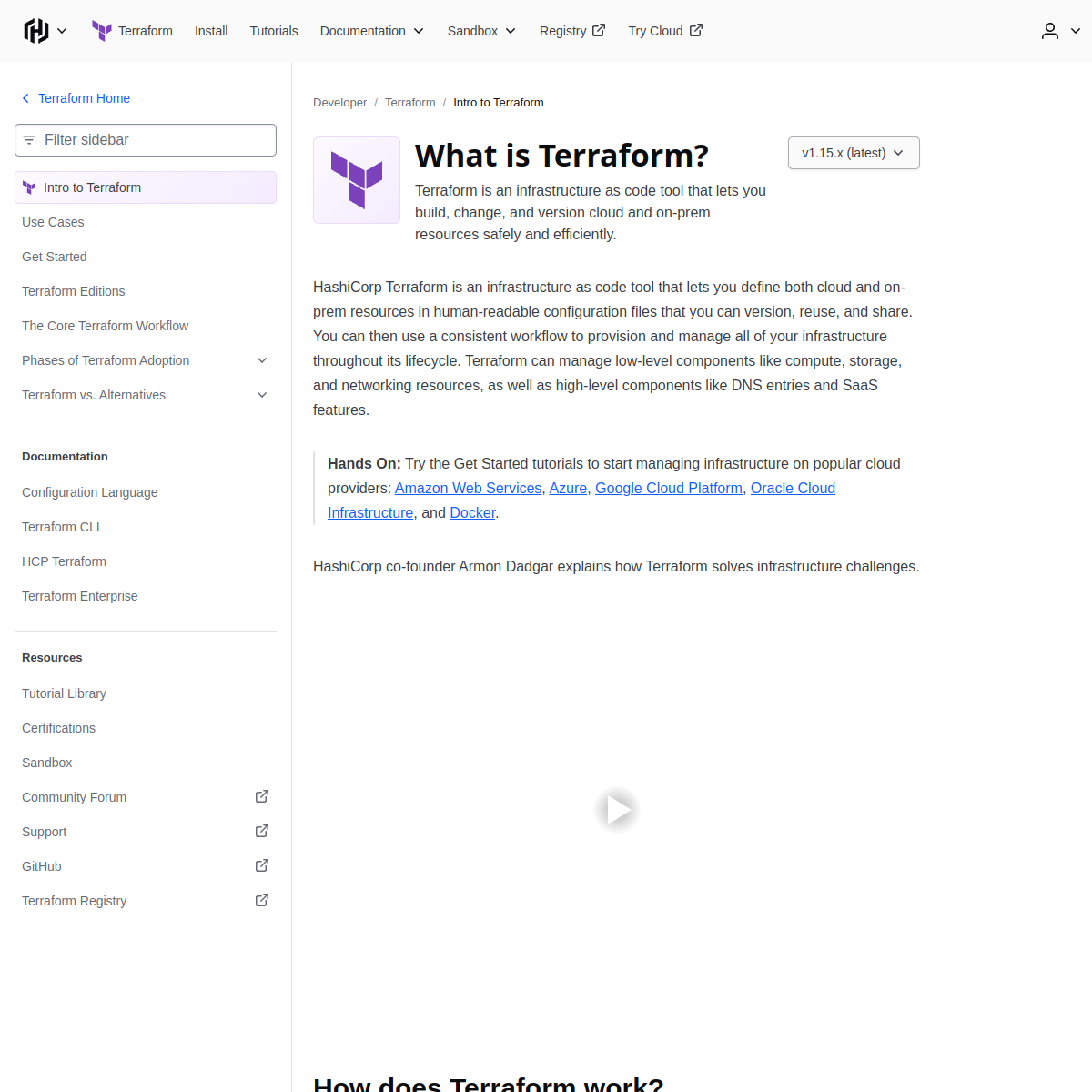 Screenshot of developer.hashicorp.com