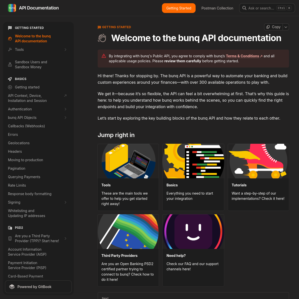 Screenshot of doc.bunq.com