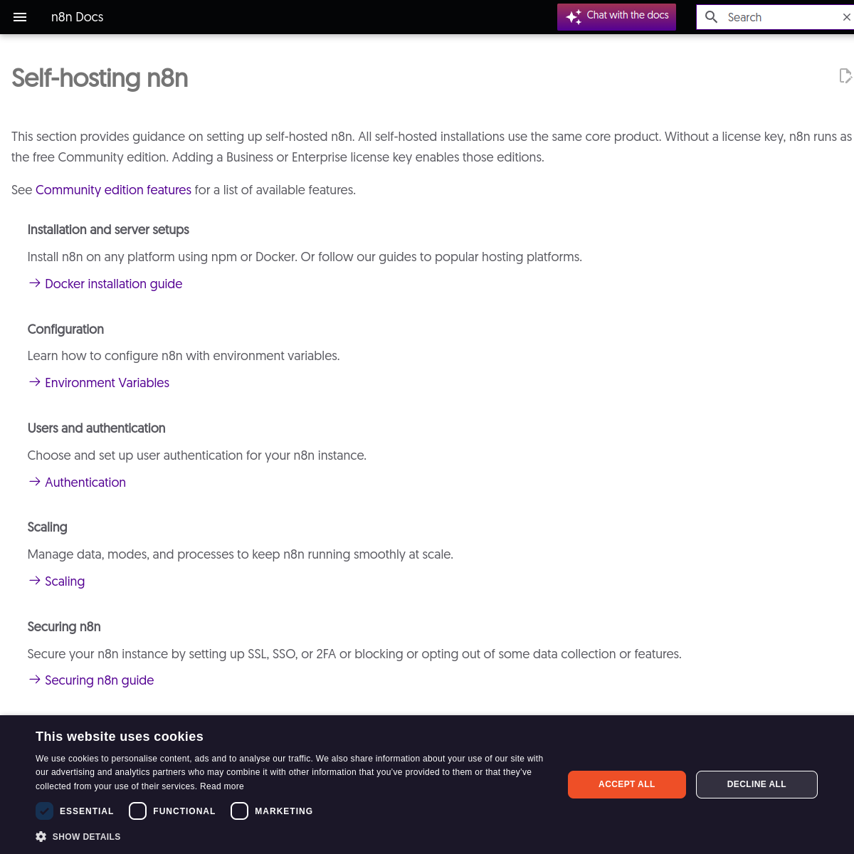 Screenshot of docs.n8n.io