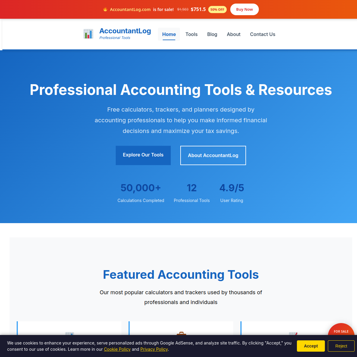 AccountantLog.com live screenshot