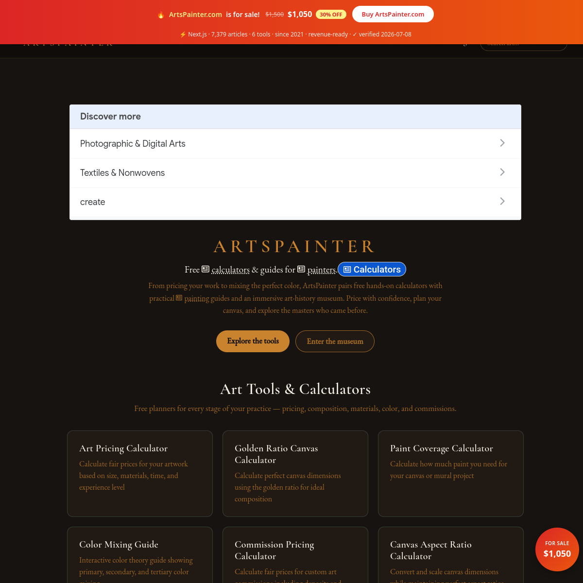 ArtsPainter.com live screenshot