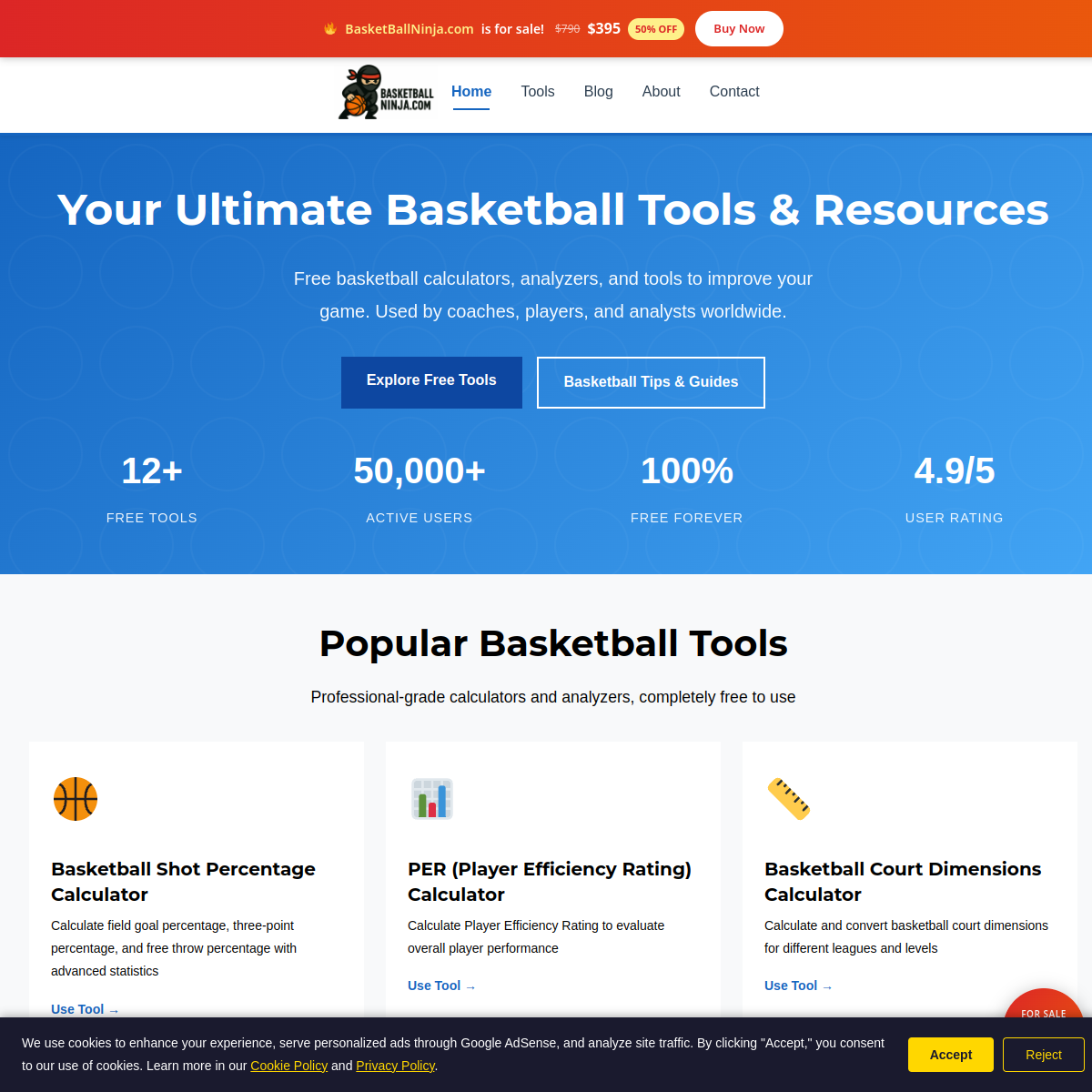 BasketBallNinja.com live screenshot