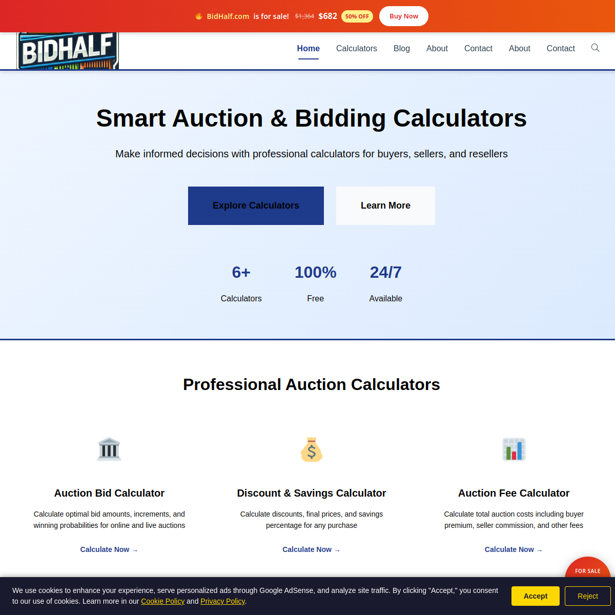 BidHalf.com live screenshot